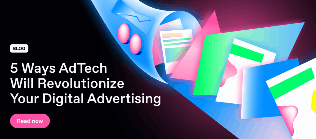 Colorful visual of creative assets flowing through a digital funnel, promoting Celtra’s blog on five transformative ways adtech will impact digital advertising.