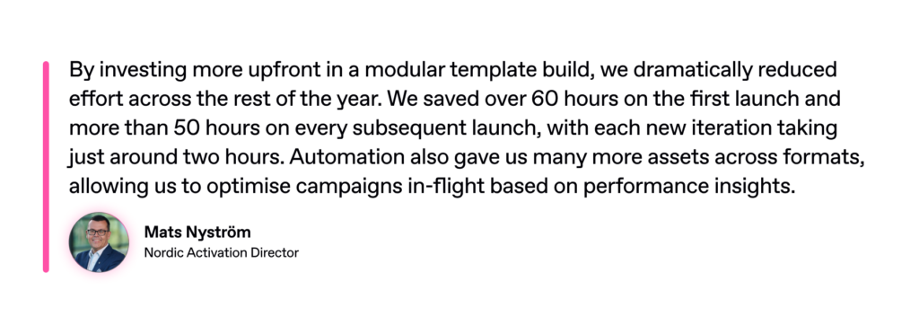 Client quote from McDonald’s Finland on scaling creative production with Celtra Creative Automation and modular templates