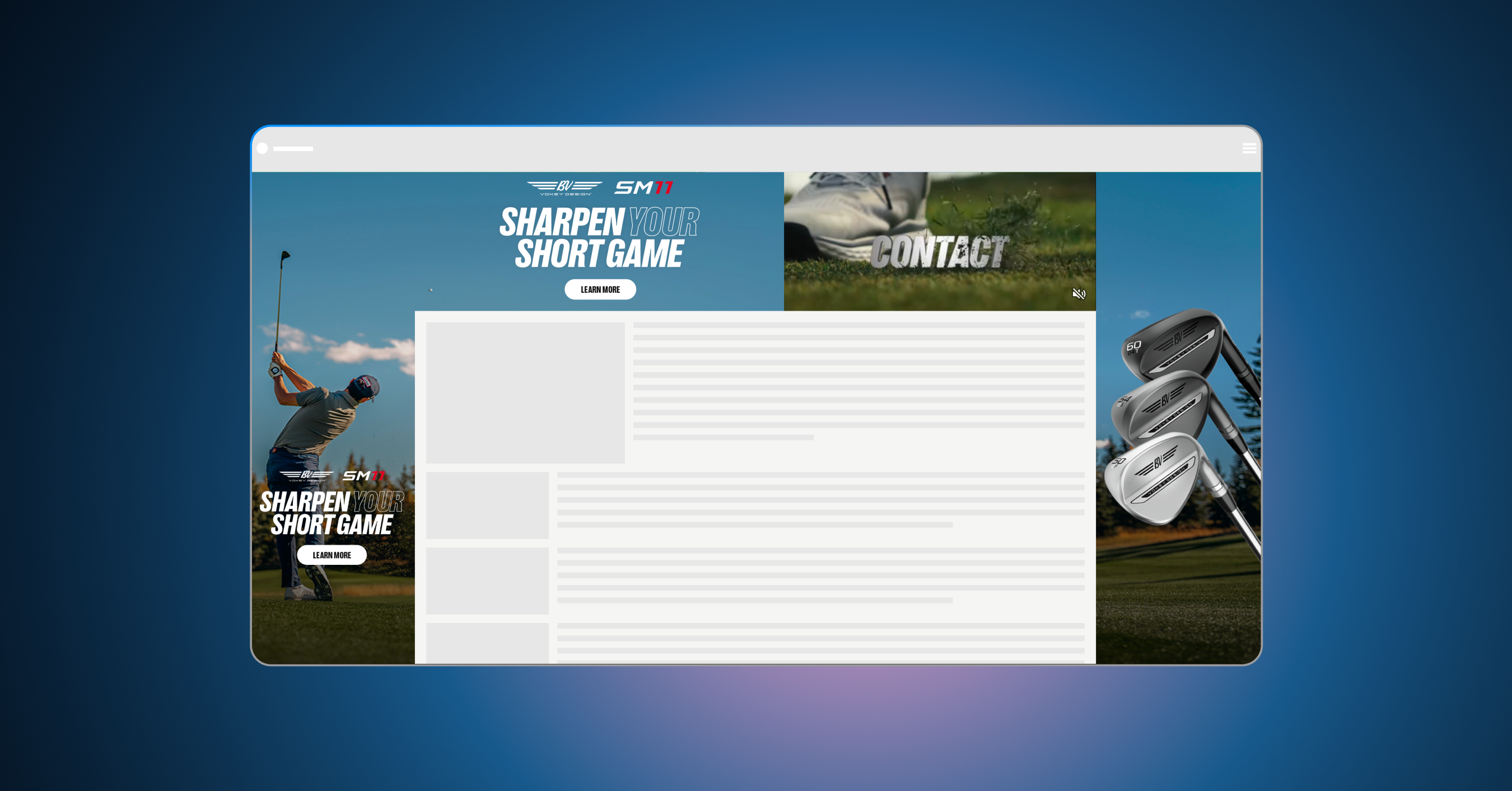 Immersive, responsive, high-impact desktop skin experience featuring video on a branded backdrop wrapping the website's content.