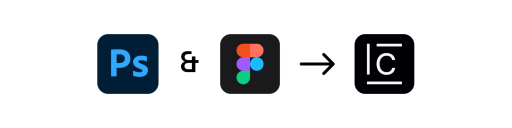Photoshop and Figma icons connecting to Celtra, showing ad concept import via design plugins